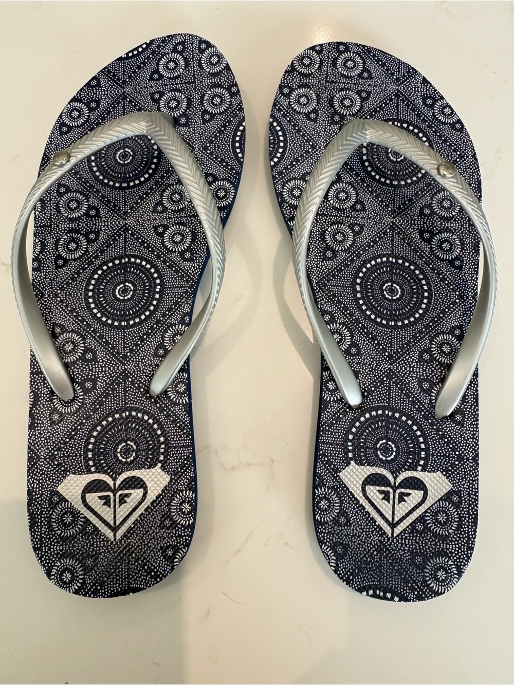 ROXY Women's BERMUDA 2 Sandals - Size 7 - Blue and Silver